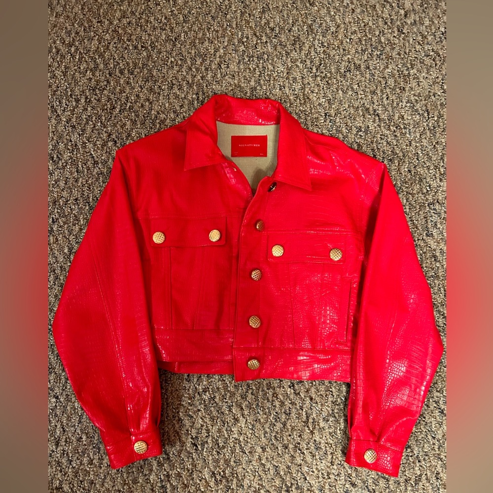 Signature 8 Red Button Leather Jacket